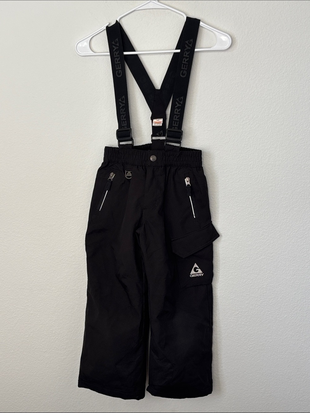 Gerry Outdoor Black Kids Snow Overalls with Logo Suspenders